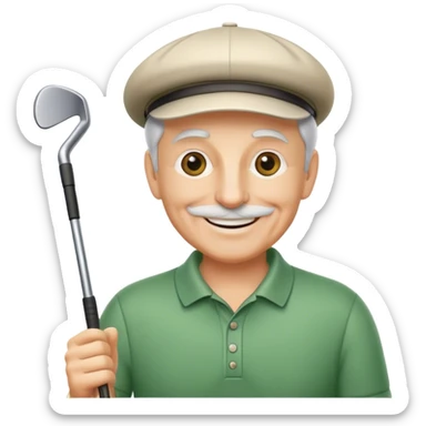 half figure old golf player with golf club sticker