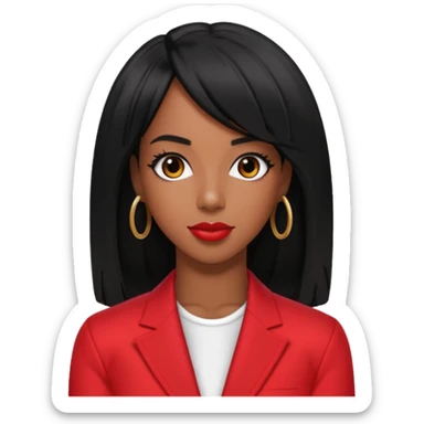 Kelly Rowland with black hair, red outfit sticker