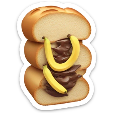 Bread with bananas and chocolate paste  sticker