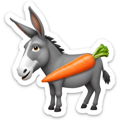 Donkey with a “Diane” sign eating a carrot sticker