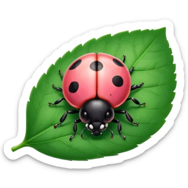  cute pink lady bug on leaf sticker