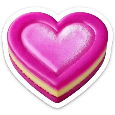 Realistic shortbread cookie in the shape of a heart with Fuchsia color jelly middle filling and sprinkled powder sugar on top. sticker