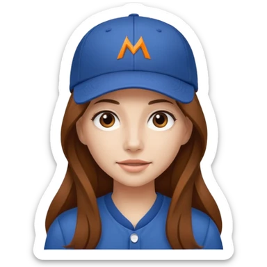 dziewczyna w długich brązowych włosach z czapką z daszkiem zespołu mclaren sticker