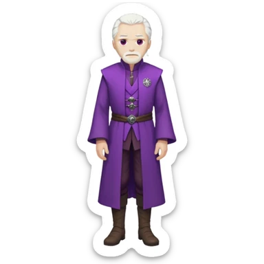 a white haired old man with purple eyes standing, full body, in Targaryen themed clothes, clothes aren't purple  sticker