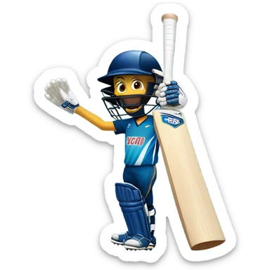 Cricket bat with player sticker