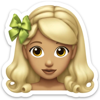 blonde ariana grande with a coquette bow on her hair sticker