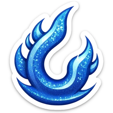 marine blue glitter fire sticker