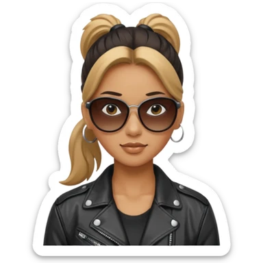 Biker Gang with Sunglasses, Woman with ponytail, sunglasses sticker