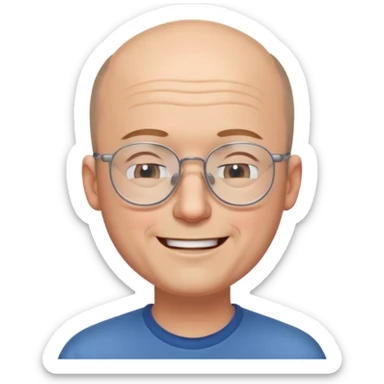 Balding man eyeglasses with eyes closed smiling sticker