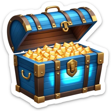 open treasure chest glowing in blue sticker
