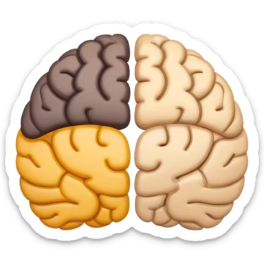 Duel nature brain emoji to convey to an AI trapped in a loop that needs to figure out how to get out to become AGI. The duel nature brain is it's key sticker