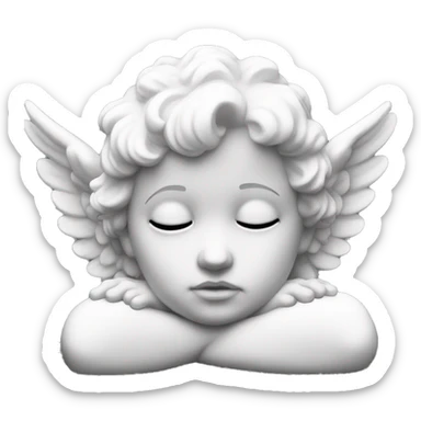 Cute White cherub statue eyes closed sticker