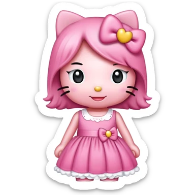 Hello kitty in pink dress in bes sticker