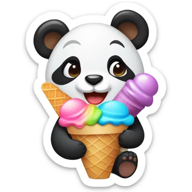 Panda eating ice cream sticker