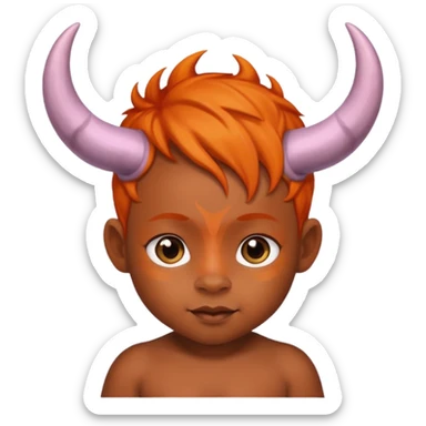 black baby with horns and orange hair sticker