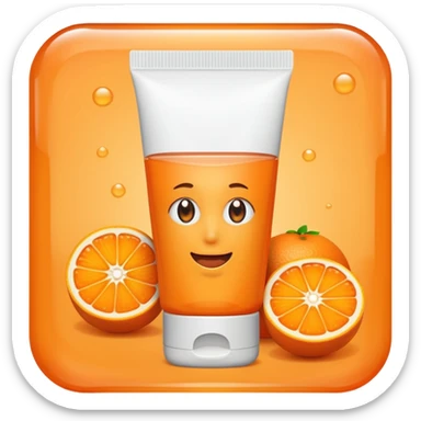 a skincare tube with an orange-toned liquid inside of it sticker