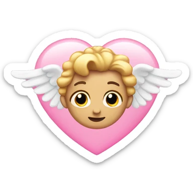 Pink heart with angel halo sticker