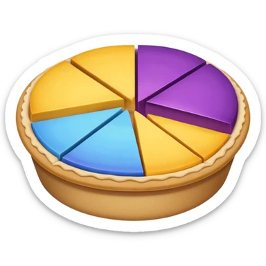 A pie chart with purple, yellow and blue colors only, with only 3  slices similar to this but with the colors I mentioned  sticker