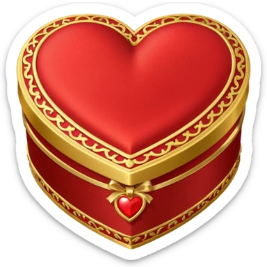 rococó caja de regalo en forma de corazón rojo con dorado sticker