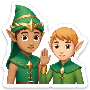 a person meeting an elf sticker