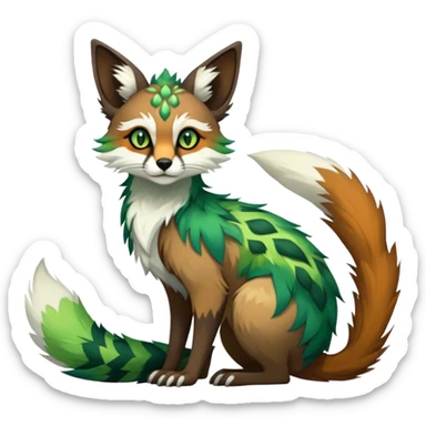 Feral Rare Fantasy vibrant colorful Vernid-Trico-species by LiLaiRa, random markings, tufted tail, tufted ears, full body sticker