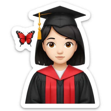 Graduate red filipino black hair with straight wavy hairclength butterfly haircut sticker