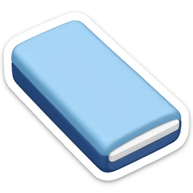 A single rubber white eraser with dark blue and light blue wrap sticker