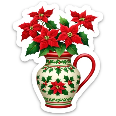 Christmas vase with flowers sticker