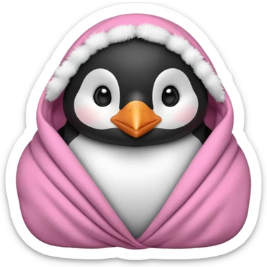 A cute penguin snuggled in a pink blanket  sticker