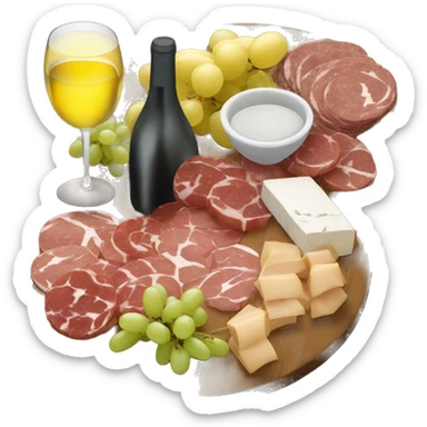 Charcuterie board with white wine sticker