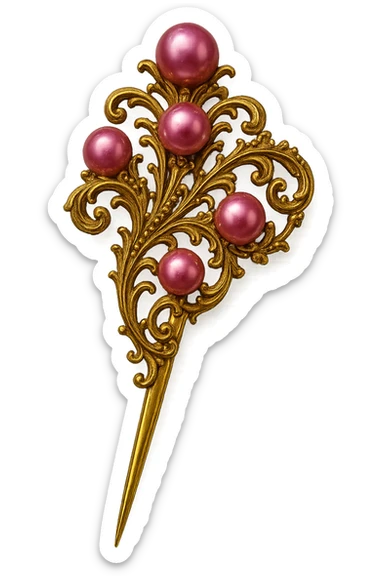 pink pearl hairpin, luxurious and bold sticker
