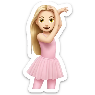 white girl, pink ballet girl. ballet pose, long hair sticker