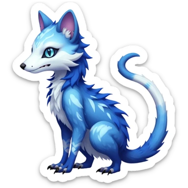 Kawaii cool cold dark cute gloomy ghoulish edgy fantasy ethereal feline-vernid-sergal-possum-monster-fursona animal creature full body with intricate markings  sticker