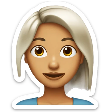 Chica con pelo castaño, piel clara y ojos cafés  sticker