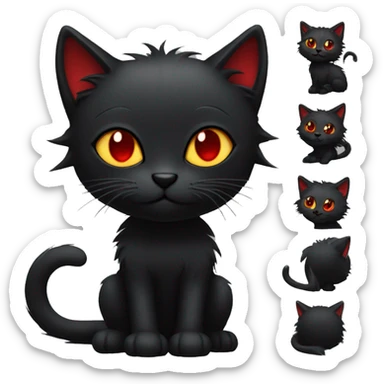 Edgy Black Cat with Long Emo Hair with Red Streaks sticker