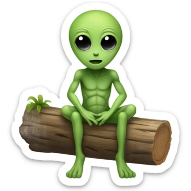 Alien on a log sticker