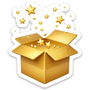 emoji of open box with sparkles jump out of the box sticker