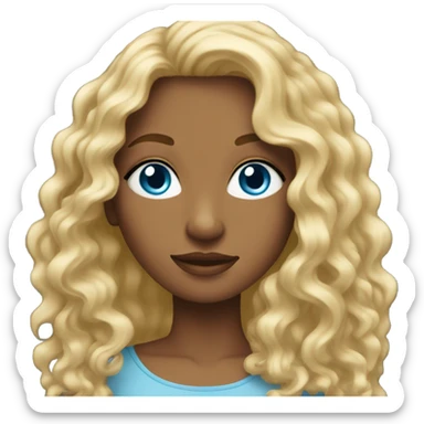 Blue eyed woman with long curly blonde hair sticker