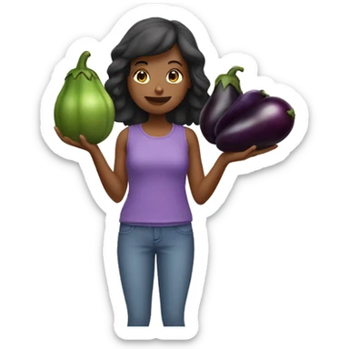 Girl holding eggplant  sticker