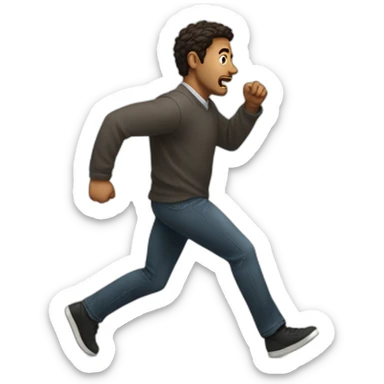 a man running away from an argument sticker