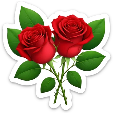 One red flower and one white flower in bouquet sticker
