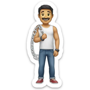 Hombre con cadena de plata y pulsera de plata en las 2 manod sticker