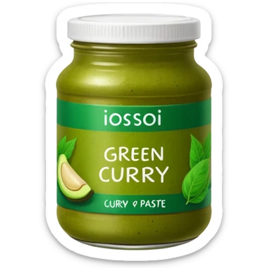 A jar of green curry paste with label sticker