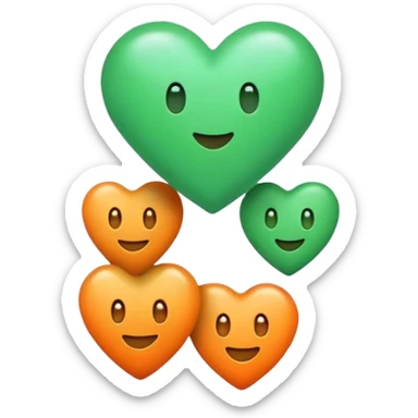 Chiama emoji con tre cuori uno verde uno azzurro e uno arancione. sticker
