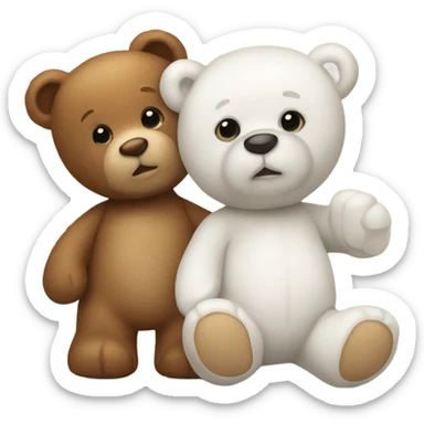 White teddy bear and brown teddy bear sticker