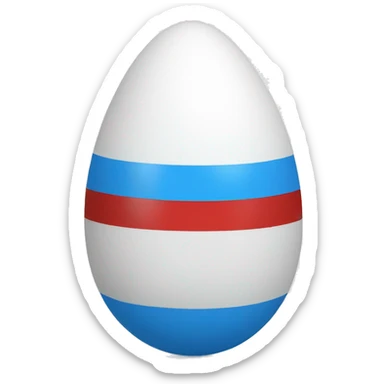egg wrapped in white, blue and red foil sticker