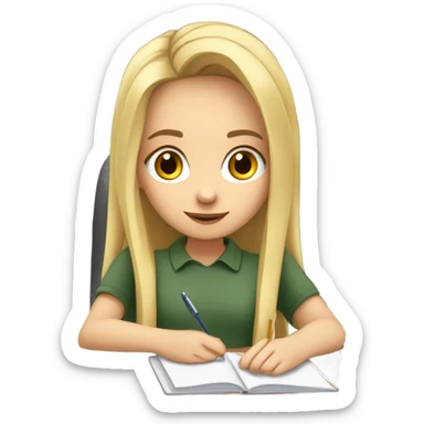 White girl studying sticker