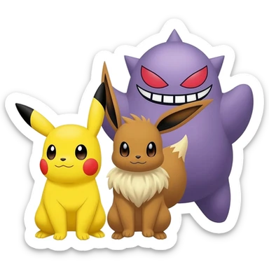 eevee and pikachu and gengar sticker