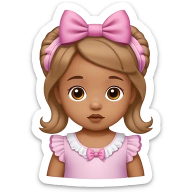 medium skin tone baby girl with bows in her hair sticker
