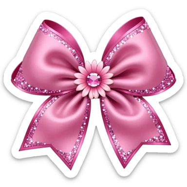Pink flower bow with glitter sticker